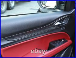Carbon Fiber ABS Interior Door Panel Decor Trim For Alfa Romeo Stelvio 2017-2020