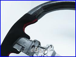 Carbon Fiber D-Shape Alcantara Racer Steering Wheel for 15-20 SUBARU WRX STI