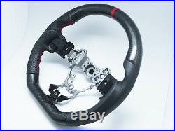 Carbon Fiber D-Shape Leather Steering Wheel Red Stripe for 15-20 SUBARU WRX STI