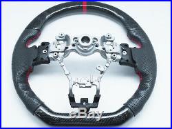 Carbon Fiber D-Shape Leather Steering Wheel Red Stripe for 15-20 SUBARU WRX STI