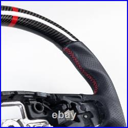 Carbon Fiber Flat Bottom Leather Red Steering Wheel For Ford Focus Kuga 20-23