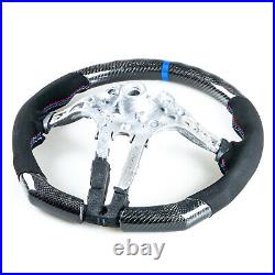 Carbon Fiber Flat Bottom Suede Blue Steering Wheel For BMW F80 M3 F82 M4 F87 M2