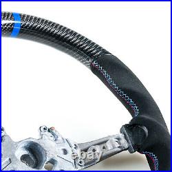 Carbon Fiber Flat Bottom Suede Blue Steering Wheel For BMW F80 M3 F82 M4 F87 M2