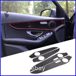 Carbon Fiber Interior Door Panel Trim For Benz C GLC Class W205 X253 2014-20