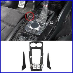 Carbon Fiber Interior Gear Shift Box Panel Cover Fit For Audi A3 8V S3 RS3 14-18
