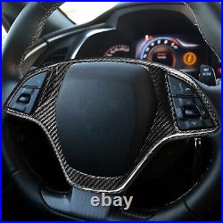 Carbon Fiber Interior Steering Wheel Cover Trim For Corvette C7 2014-2019