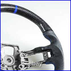 Carbon Fiber Leather Blue Steering Wheel For Ford Mustang EcoBoost 5.0GT 15-17