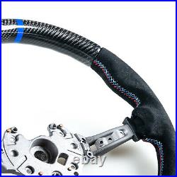 Carbon Fiber Suede Blue Indicator Steering Wheel For BMW F80 M3 F82 M4 F87 M2