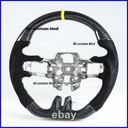 Carbon Fiber Suede Yellow Steering Wheel For Ford Mustang EcoBoost 5.0GT 15-17