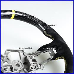 Carbon Fiber Suede Yellow Steering Wheel For Ford Mustang EcoBoost 5.0GT 15-17