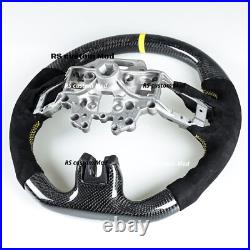 Carbon Fiber Suede Yellow Steering Wheel For Ford Mustang EcoBoost 5.0GT 15-17