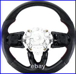 Carbon Fibre Steering Wheel Round Top and Flat Bottom Red MINI F56 2014-2021