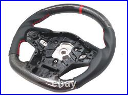 Carbon Steering Wheel for 2020-Up Toyota Supra Leather Red Stitching+Red Stripe