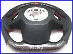 Carbon Steering Wheel for 2020-Up Toyota Supra Leather Red Stitching+Red Stripe