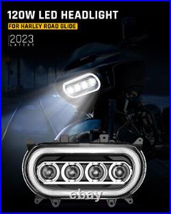 DOT LED Headlight Hi/Low Beam DRL Interior Carbon Fiber For Road Glide 2015-2023