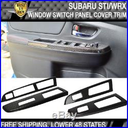 Fits 15 18 Subaru WRX STI Window Switch Panel Cover Trim 4PC Carbon Fiber CF