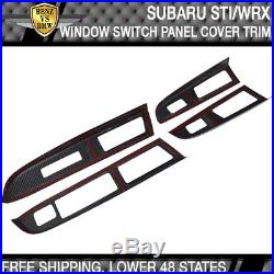 Fits 15 18 Subaru WRX STI Window Switch Panel Cover Trim 4PC Carbon Fiber CF