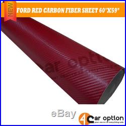 Fits Ford Red Carbon Fiber Vinyl Sheet Roll 60 InchX59 Inch Interior Exterior
