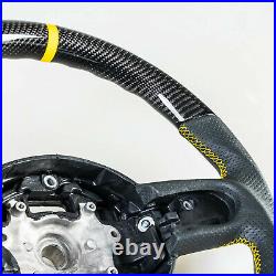 Flat Bottom Carbon Leather Yellow Steering Wheel For Mini R55 R56 R57 R60 R61
