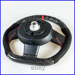 Flat Bottom Carbon Suede Red Steering Wheel For Mini R55 R56 R57 R58 R59 R60 R61