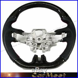 For 15UP MUSTANG EcoBoost 5.0GT Steering Wheel Carbon Fiber + Learther Hole Type