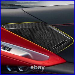 For 2020-2023 Corvette C8 Real Carbon Fiber Door Sound Speaker Cover Trim