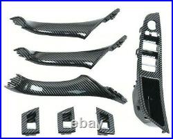 For BMW F10 F11 Interior Door Handle Carbon Fiber Left Right Pull Trim RHD New