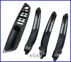 For BMW X5 E70 Interior Door Carbon Fiber Handle Cover Pull Trim Panel LHD 4 PCS