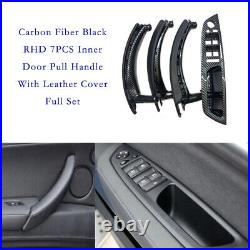 For BMW X5 X6 E70/71/72 RHD 7PCS Carbon Fiber Interior Pull Handle&Leather Cover