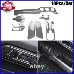 For Ford Mustang 2015-21 10PCS Carbon Fiber Interior Decal Panel Cover Trims RHD