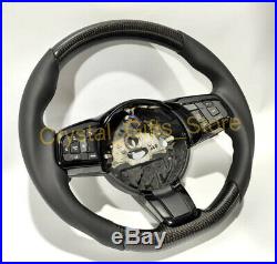 For Jaguar F-Type XF 2017+ Steering Wheel Carbon Fiber Black Leather Interior