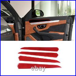 For Lamborghini URUS 18-21 Interior Door Panel Trim Real Carbon Fiber Red 4PCS