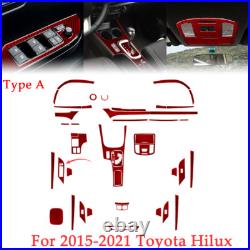 Full Car Carbon Fiber Kit Interior Trim Red For 2015-2021 Toyota Hilux 42Pcs