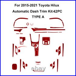 Full Car Carbon Fiber Kit Interior Trim Red For 2015-2021 Toyota Hilux 42Pcs