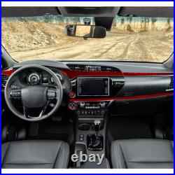 Full Car Carbon Fiber Kit Interior Trim Red For 2015-2021 Toyota Hilux 42Pcs