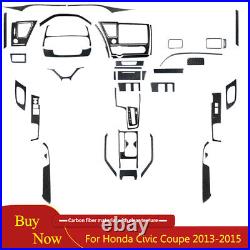 Full Interior Kit Set Cover Trim Decal For Honda Civic Coupe 13-15 Carbon Fiber