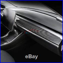 Glossy Carbon Fiber For Tesla Model 3 17+ Interior Dashboard Console Cover Trim
