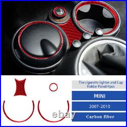Interior Center Console Full Kit Set Trim Cover For MINI Cooper Carbon Fiber