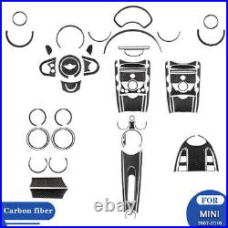 Interior Center Console Full Kit Set Trim Stickers For MINI Cooper Carbon Fiber