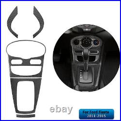 Interior Full Kit Set Control Trim Cover For Ford Fiesta 2011-2015 Carbon Fiber