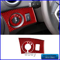 Interior Full Kit Set Control Trim Cover For Ford Fiesta 2011-2015 Carbon Fiber