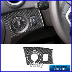 Interior Full Kit Set Control Trim Cover For Ford Fiesta 2011-2015 Carbon Fiber