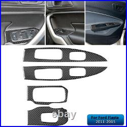 Interior Full Kit Set Control Trim Cover For Ford Fiesta 2011-2015 Carbon Fiber