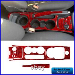 Interior Full Kit Set Control Trim Cover For Ford Fiesta 2011-2015 Carbon Fiber