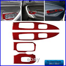 Interior Full Kit Set Control Trim Cover For Ford Fiesta 2011-2015 Carbon Fiber