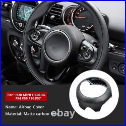 Interior Steering Wheel Cover Trim Fit For Mini F54 F55 F56 F57 F60 Carbon Fiber
