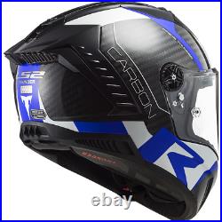 Ls2 Ff805 Thunder Carbon Fiber Acu Gold Full Face Motorcycle Helmet Racing Blue