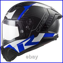 Ls2 Ff805 Thunder Carbon Fiber Acu Gold Full Face Motorcycle Helmet Racing Blue
