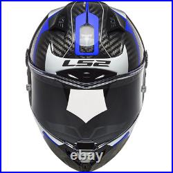 Ls2 Ff805 Thunder Carbon Fiber Acu Gold Full Face Motorcycle Helmet Racing Blue