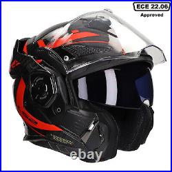 Ls2 Ff901 Advant X Carbon Fibre Modular Flip Front Motorcycle Helmet Future Red